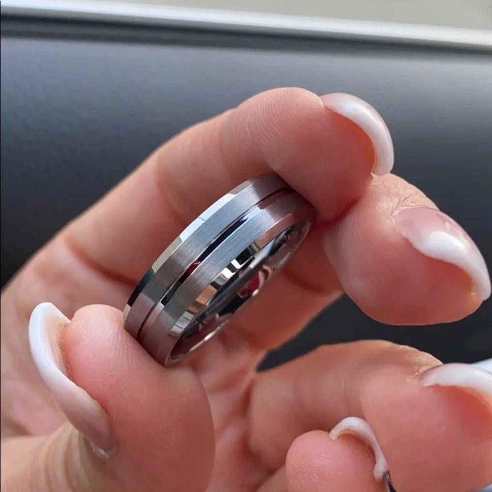 New unisex women or men brushed 7mm Tungsten men's Ring Wedding Band